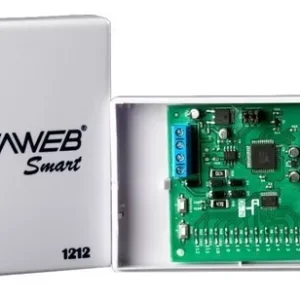 Imagem do receptor do recptor smart 1212 viaweb tampa aberta exibindo a placa verde